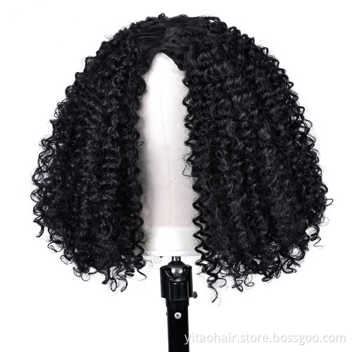 Afro Curly Synthetic Hair Bob Wig Black Ombre Brown blonde Curly bob Wigs Short Curly Fluffy  afro wig synthetic hair vendor
